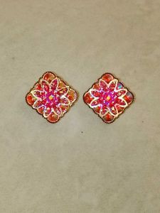 2PAIR Sparkling Flower Stud Earrings