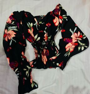 Chic Floral Print Long Sleeve Top