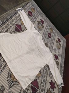 White Kurta with Black Embroidery