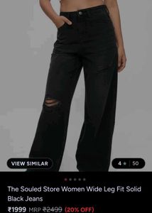 The Souled Store Black Wide Leg Jeans