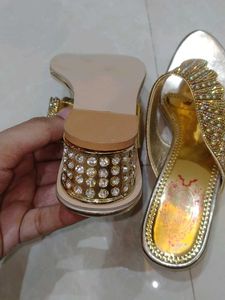Embellished Gold Flat Sandals