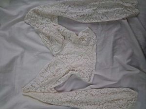 (Corset) Cream Lace Square Neck Top