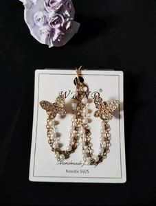 Sparkling Butterfly Chain Earrings