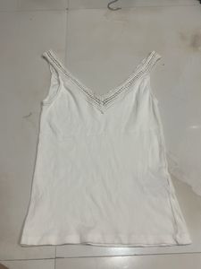 White Lace Trim Tank Top