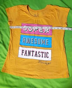 Graphic Typography Printed Mustard Yellow Tshirt
