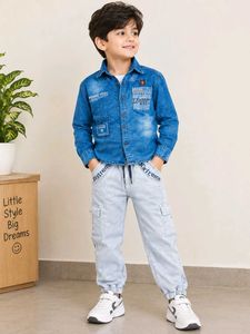 Boys Denim Shirt & Cargo Pants Set – 6–7 Years
