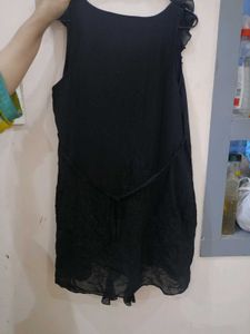 Elegant Black Ruffled Mini Dress