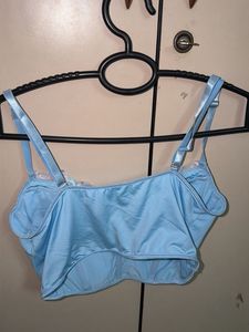Light Blue Floral Embroidered Corset top
