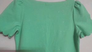 Women Solid Green Sparkly Sheath Dress