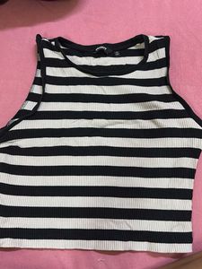 Striped Ribbed Crop Tank Top