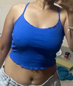 Blue Ribbed Tank Top
