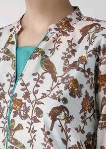 Elegant Bird &amp; Floral Print Kurta Set