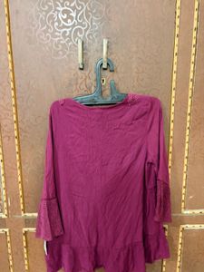 Boho Lace Detail Magenta Kurta