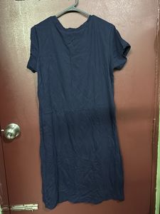 Navy Blue Graphic Print T-Shirt Dress