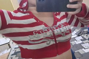 Y2k Vintage 2000s Grungy Punk Striped Crop Hoodie