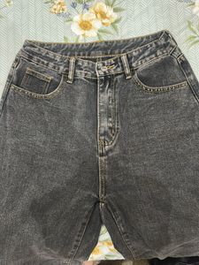 Stylish Wide Leg Charcoal Jeans