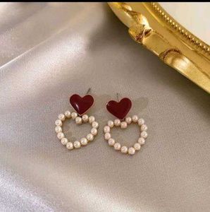 Heart Pearl Drop Earrings
