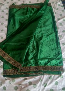 Emerald Green Embellished Silk Saree