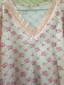 Floral Print Nightgown with Lace Trim