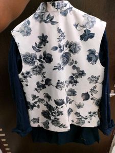 Floral Print Asymmetrical Waistcoat