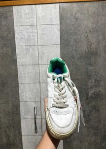 Redtape White &amp; Green Leather Sneakers