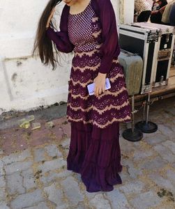 price drop 📉3 Pieces Premium Purple Garara Set