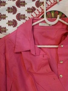 Vibrant hot Pink Cropped Button-Up Shirt