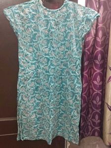 Teal Floral Print Kurta
