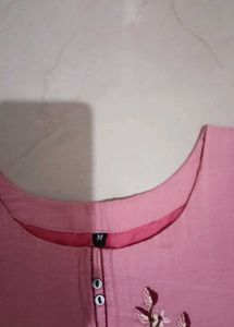 Pink Embroidered Kurta Set with Pants