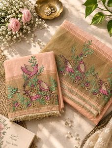 (NEW) Embroidered Dress Material with Birds