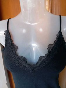 Black Lace Trim Camisole Top