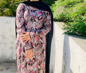 Sheer Black Dupatta with Floral Print