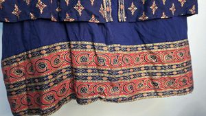 Navy Blue Layered Geometric Print Kurti