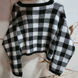 Checked Cropped Cardigan