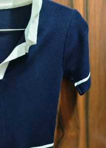 Classic Navy &amp; White Collared bodycon dress