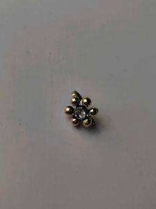 Gold-Plated Floral Nose Pin with Stone Unused