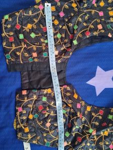 unused Elegant Black Embroidered Blouse