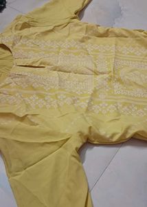 Yellow Printed Kurta