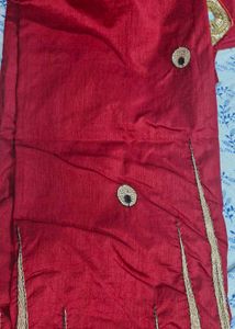 Red Embroidered Sadar Mekhela Saree