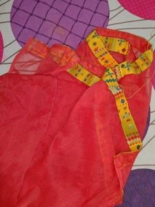 Rayon Kurta Plazo With Dupatta,Red And Yellow Mustard Mix Colour It's A Beautiful Design With Plazo .lace And Mirror Work In Kurta