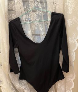 Ribbed Black bodysuit