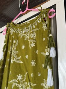 Olive Green Floral Dress