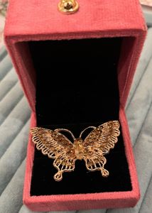 Sparkling Butterfly Brooch Ring