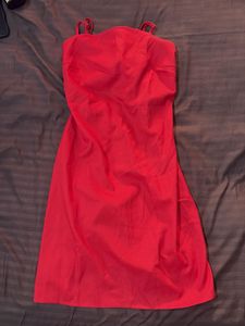 Vibrant Red Spaghetti Strap Mini Dress