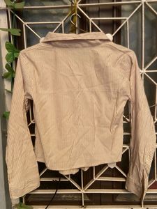 Striped Button-Up Cropped Shirt length 19