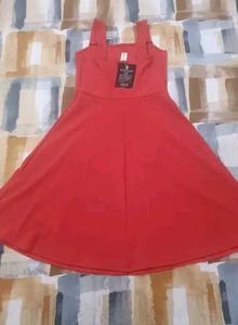 Chic Red Square Neck Midi Dress