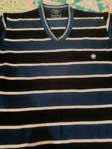 Striped V-Neck Knit Sweater