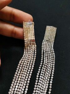 Rhinestone Tassel Statement Earrings