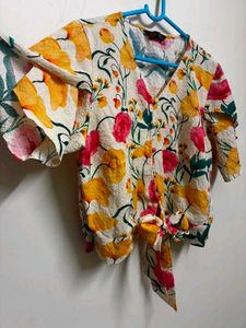Floral Tie-Front Blouse