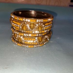 Set of Yellow & White Stone Bangles